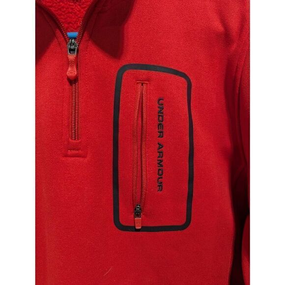 Under Armour Men's Red Zip Pocket Long-Sleeve 1/4 Zip Sweatshirt Size Medium - Picture 3 of 7